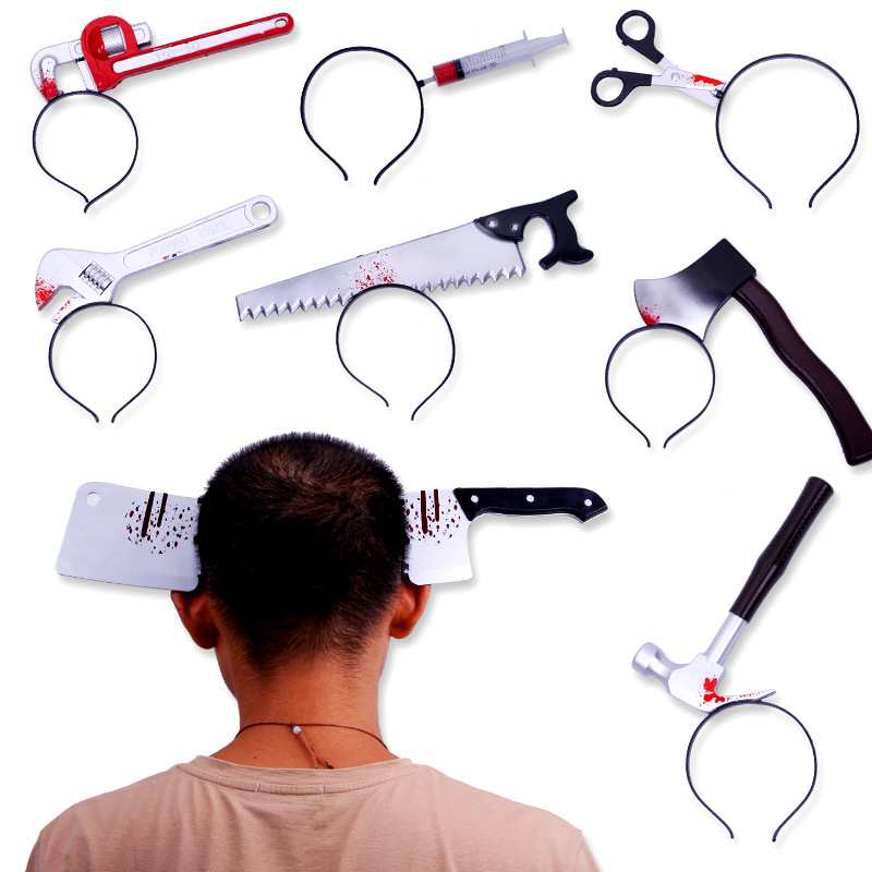 Halloween Cosplay Toy Headbands with Realistic Props - styled view