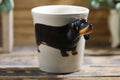 Hand-Painted Thai Dachshund Ceramic Mug (Cartoon Design) - front view