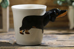 Hand-Painted Thai Dachshund Ceramic Mug (Cartoon Design) - detail view