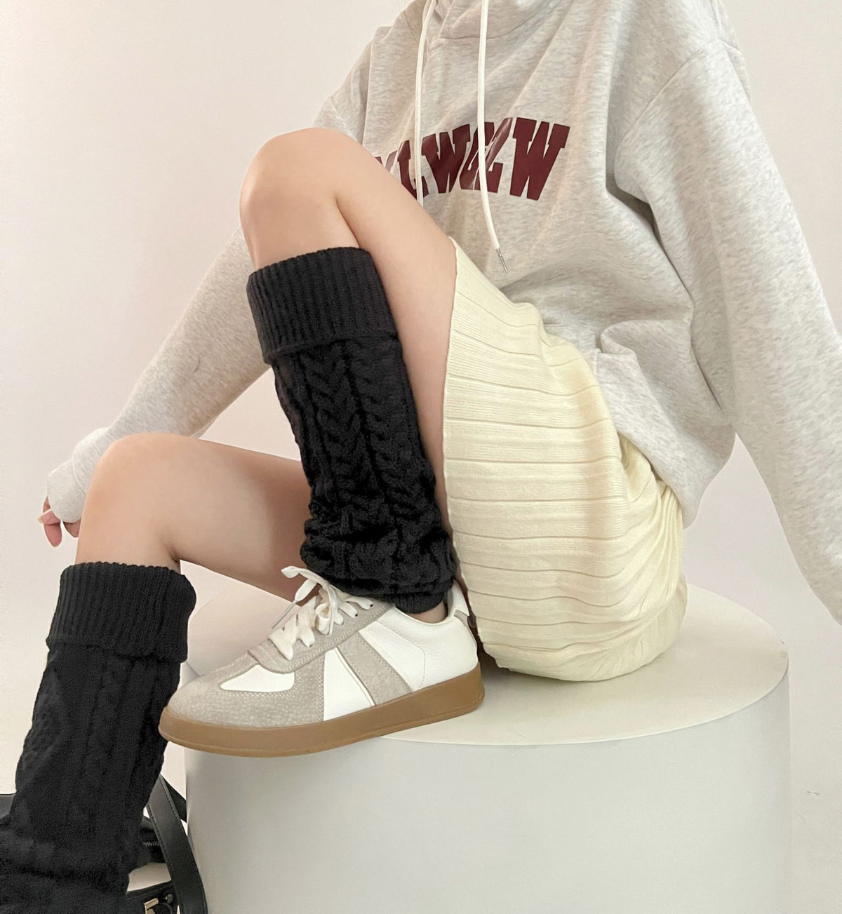 Heart ROMBUS Twist Flanging Thigh High Socks for Girls - detail view