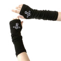 HeiBai Xiong Goth Knitted Arm Warmers Punk Skateboard Gloves Fingerless Japanese Harajuku - front view