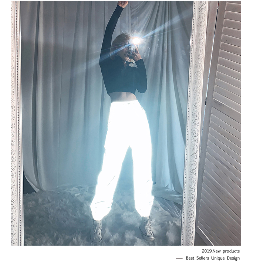 High-Waisted Reflective Cargo Pants - scale view