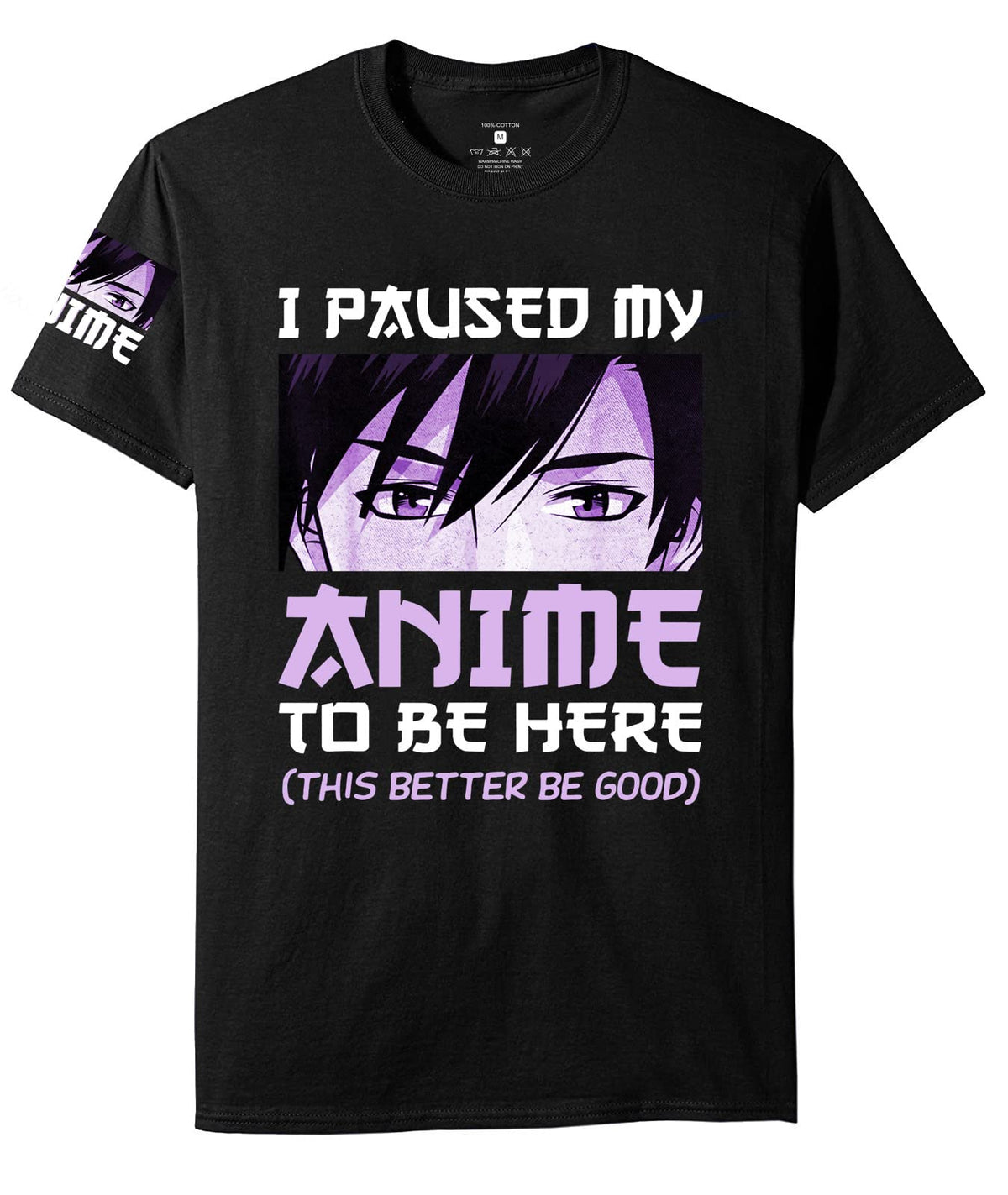 I Paused My Anime To Be Here Slogan T-Shirt - detail view