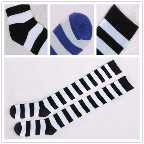 Japanese Cosplay Striped Over-the-Knee Socks - front view