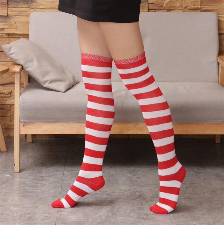 Japanese Cosplay Striped Over-the-Knee Socks - back view