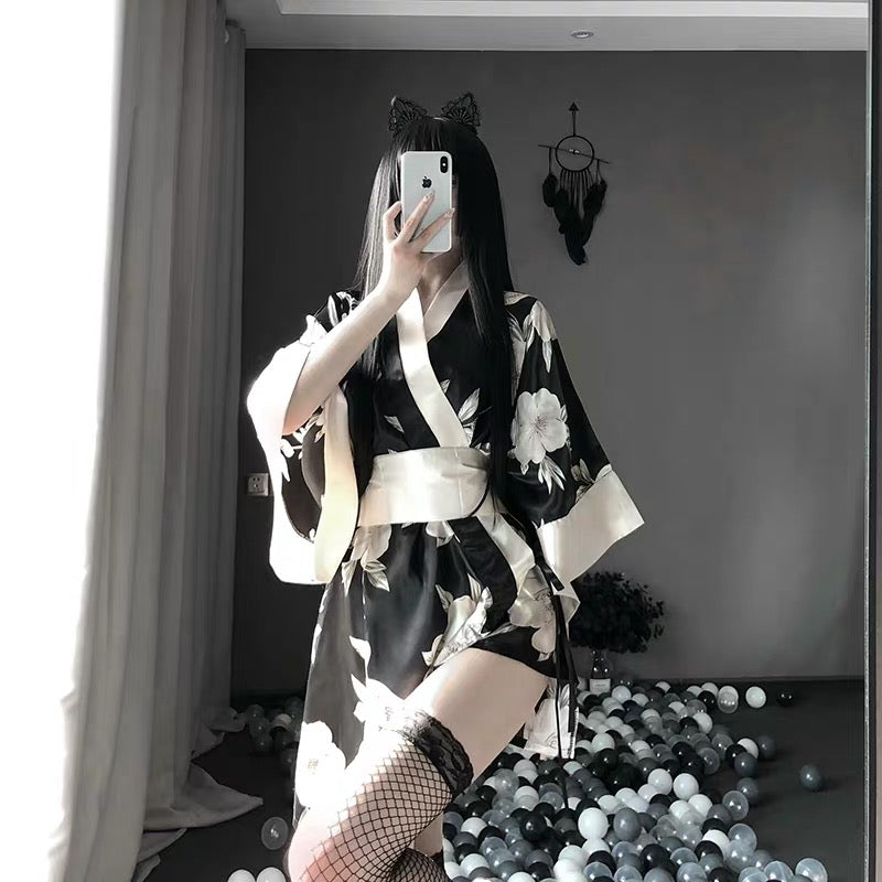 Japanese Girl Kimono Bathrobe and Pajama Set - front view