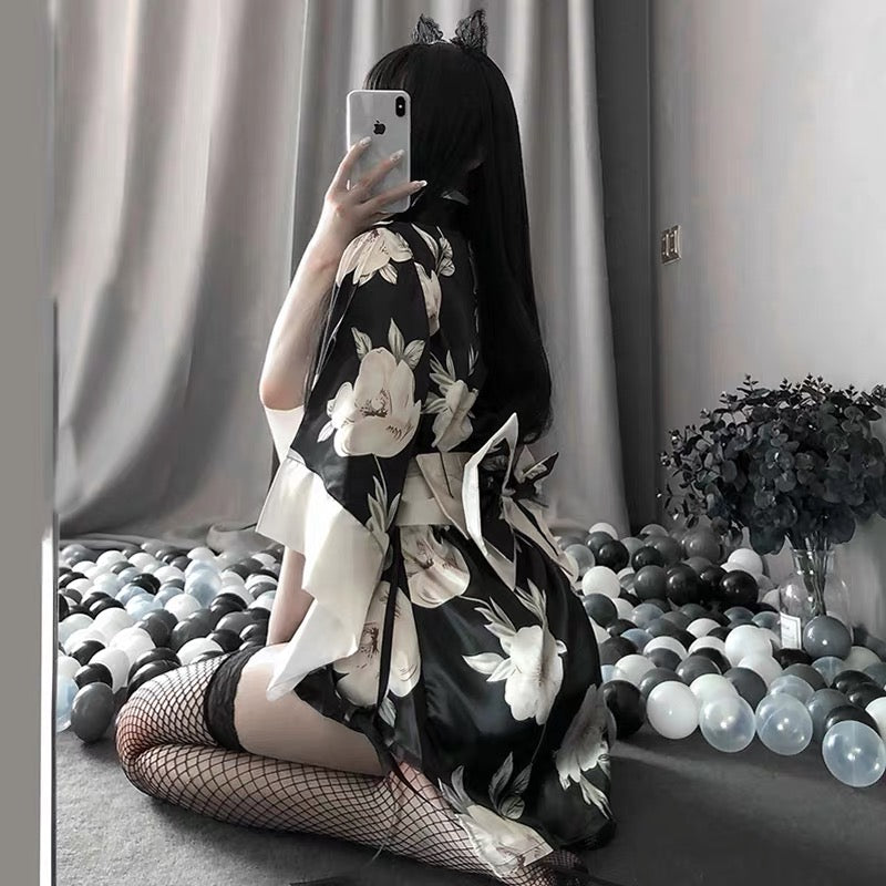 Japanese Girl Kimono Bathrobe and Pajama Set - side view