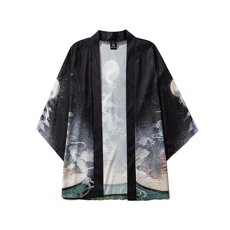 Japanese Haori Yukata for Men - Samurai Jacket/Cardigan - side view