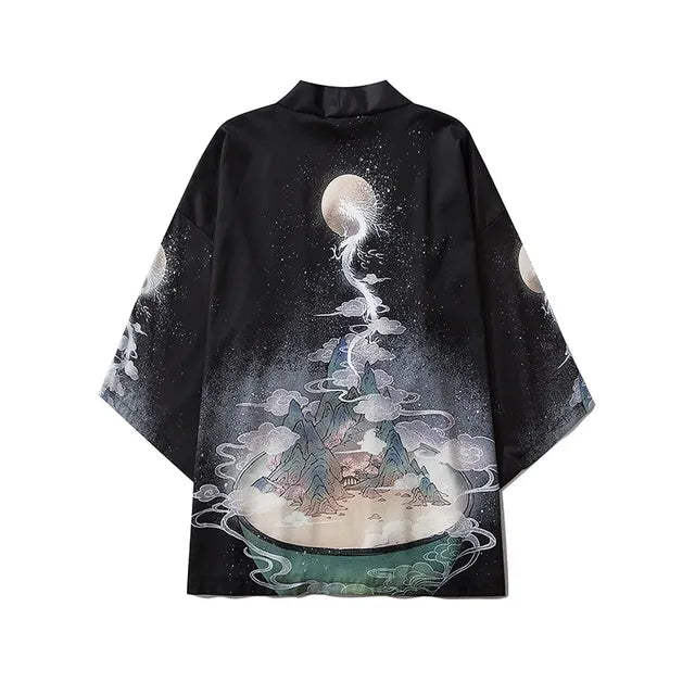 Japanese Haori Yukata for Men - Samurai Jacket/Cardigan - alternate angle