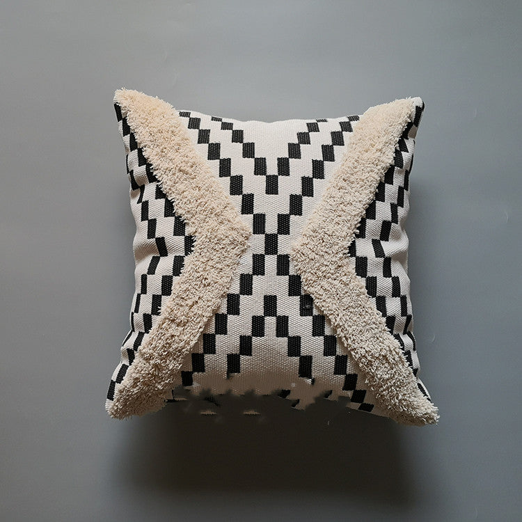 Japanese Mid-Vintage Knitted Tassel Cushion Cover - front view