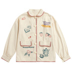 Japanese Strawberry Cat Embroidered Double Pocket Jacket - in use
