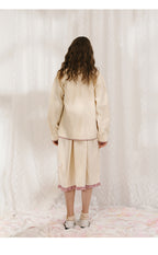 Japanese Strawberry Cat Embroidered Double Pocket Jacket - front view