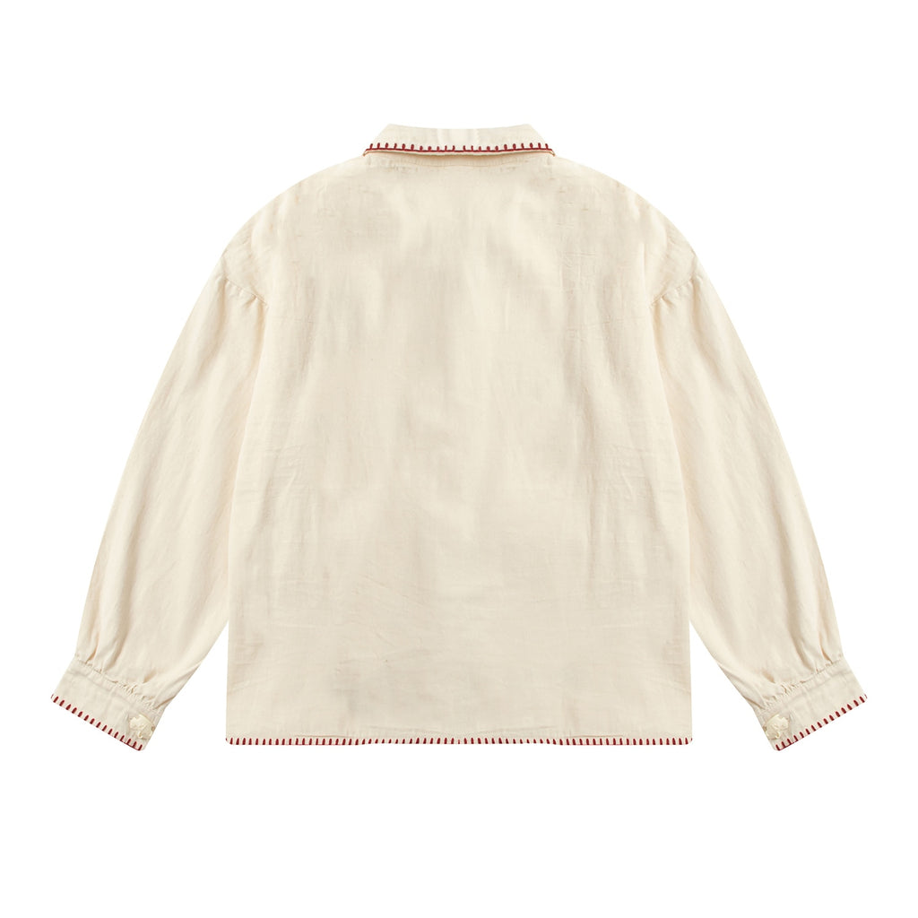 Japanese Strawberry Cat Embroidered Double Pocket Jacket - back view