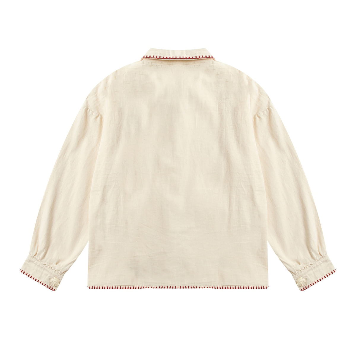 Japanese Strawberry Cat Embroidered Double Pocket Jacket - back view
