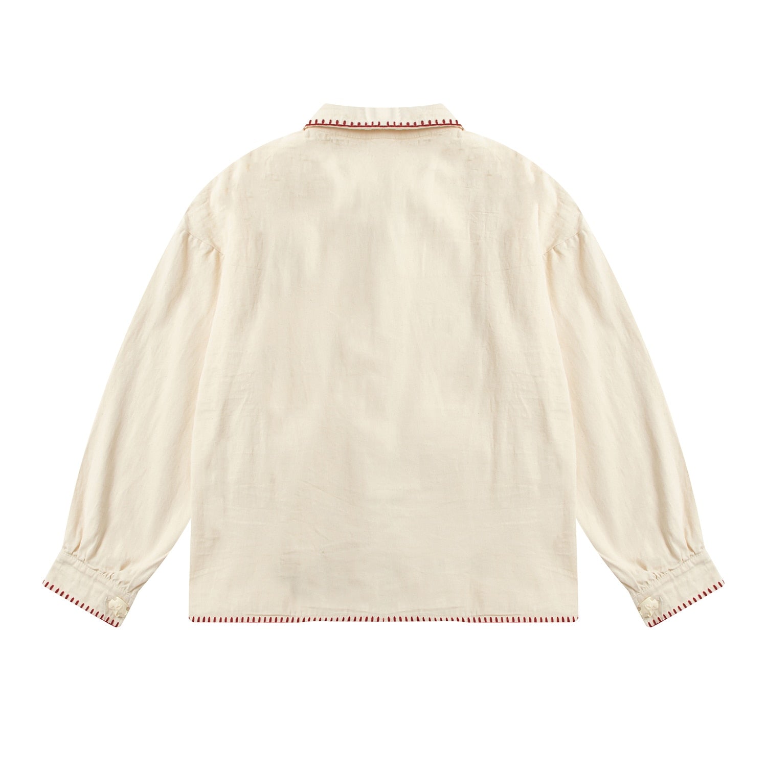 Japanese Strawberry Cat Embroidered Double Pocket Jacket - back view