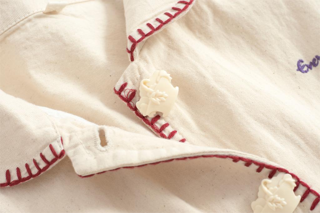 Japanese Strawberry Cat Embroidered Double Pocket Jacket - styled view