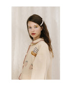 Japanese Strawberry Cat Embroidered Double Pocket Jacket - close-up