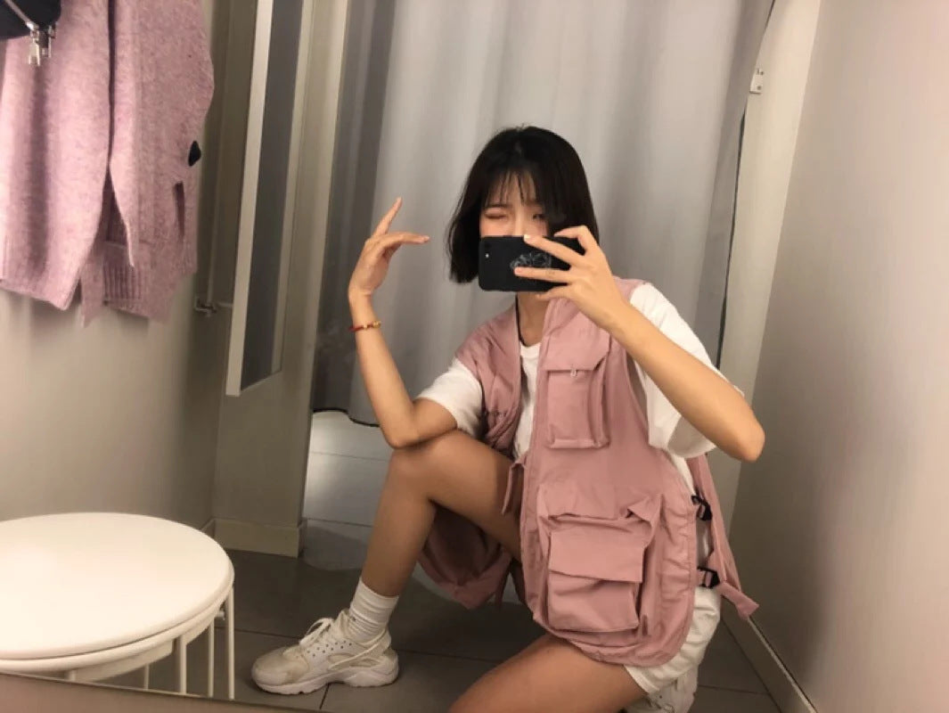 Japanese Style Tactical Vest with Multiple Pockets - front view