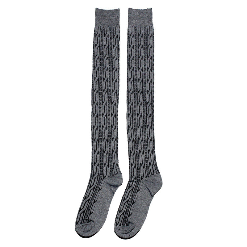 Knee-High Women's Cotton Striped Thigh-High Socks - styled view