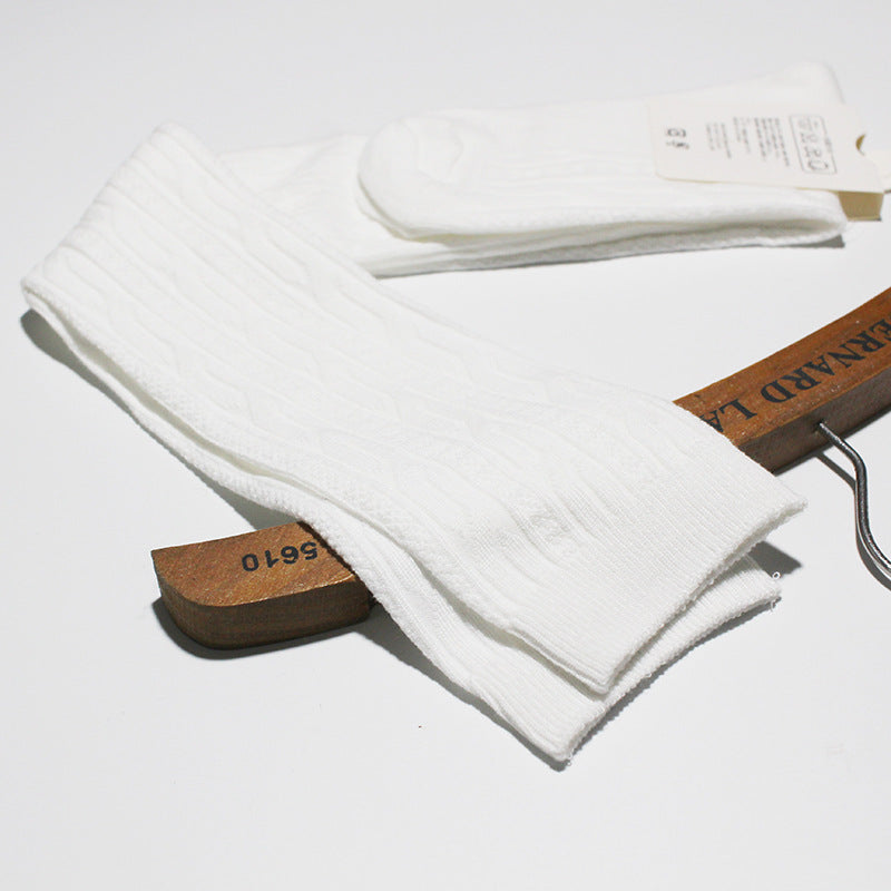 Knee-High Women's Cotton Striped Thigh-High Socks - close-up