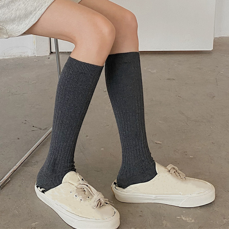 Knitted Cotton Thigh-High Socks for Women and Girls - front view