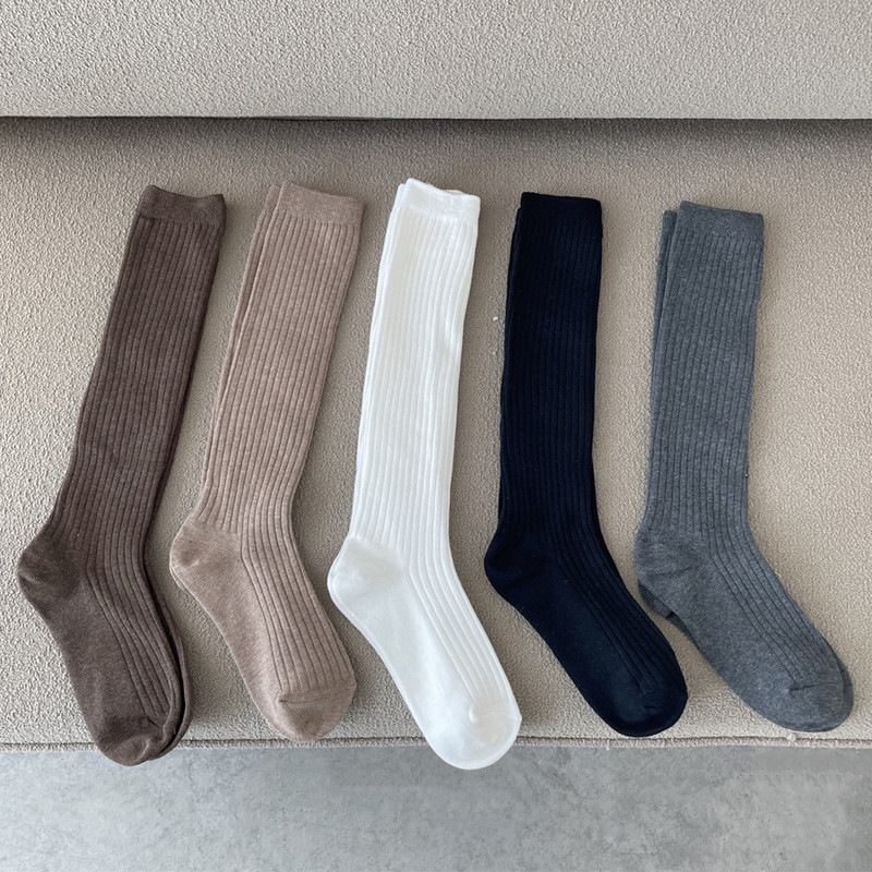 Knitted Cotton Thigh-High Socks for Women and Girls - side view