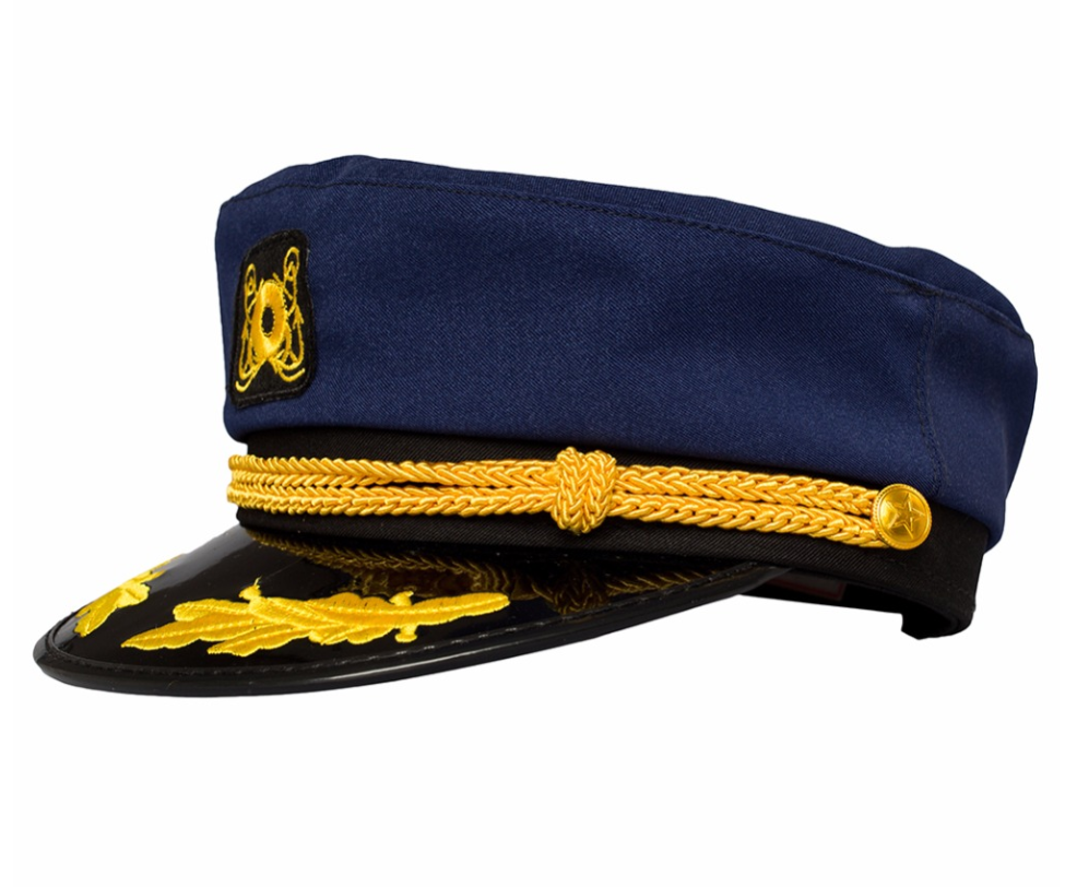 Korean Retro Unisex Navy Blue Sailor Hat - side view