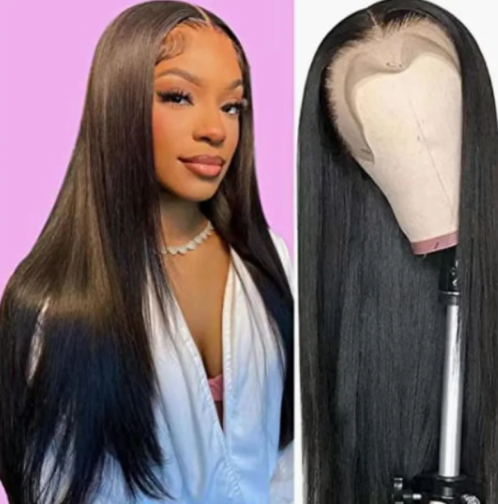 Lace Black Wig - side view