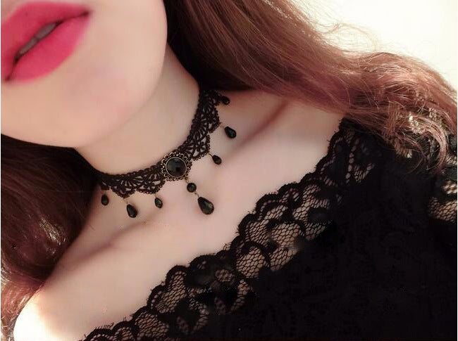 Lace Hollow-Out Choker Necklace - back view