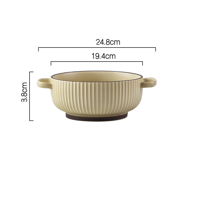 Large Binaural Soup and Noodle Bowl for Households - side view