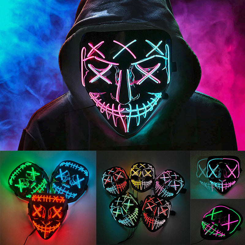 LED Glowing Cosplay Skull Mask for Parties and Holidays - front view
