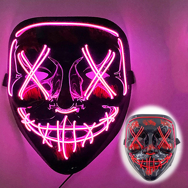 LED Neon Halloween Mask for Cosplay Costume - in use