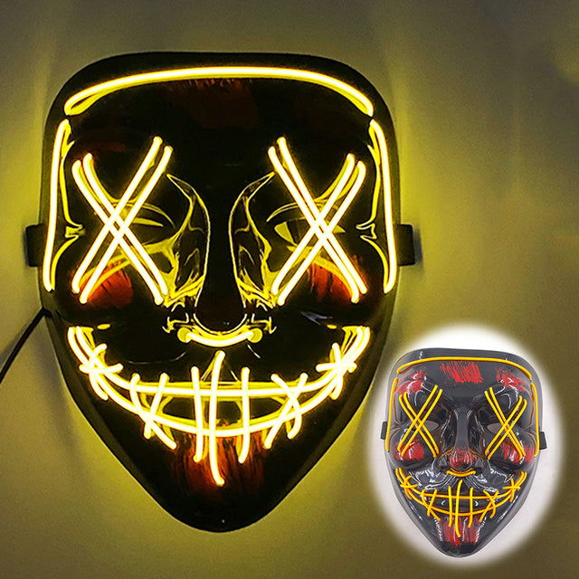 LED Neon Halloween Mask for Cosplay Costume - front view