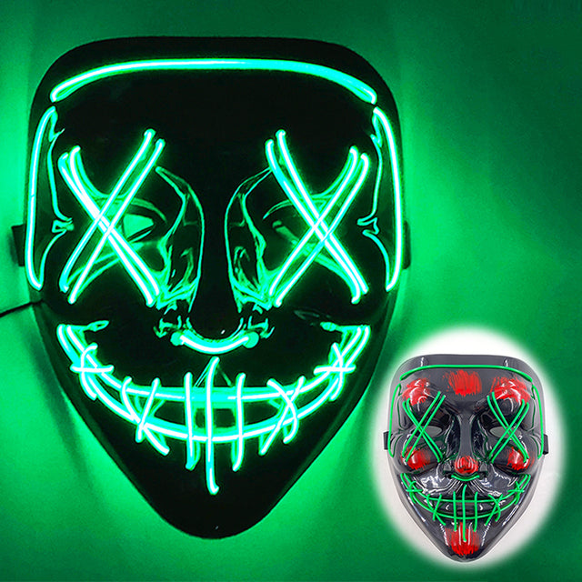 LED Neon Halloween Mask for Cosplay Costume - detail view