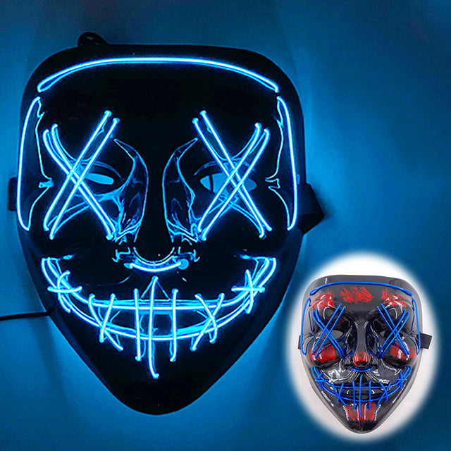 LED Neon Halloween Mask for Cosplay Costume - side view