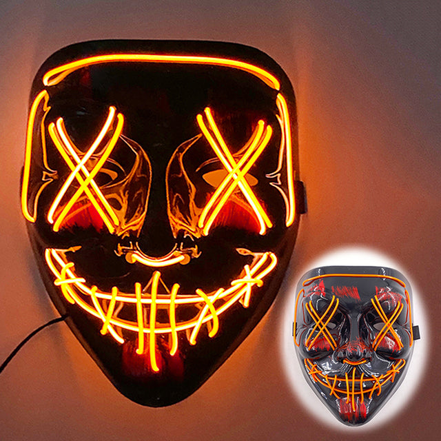 LED Neon Halloween Mask for Cosplay Costume - back view