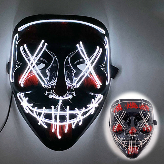 LED Neon Halloween Mask for Cosplay Costume - detail view