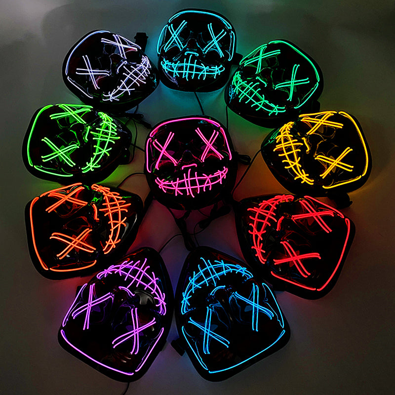 LED Neon Halloween Mask for Cosplay Costume - back view