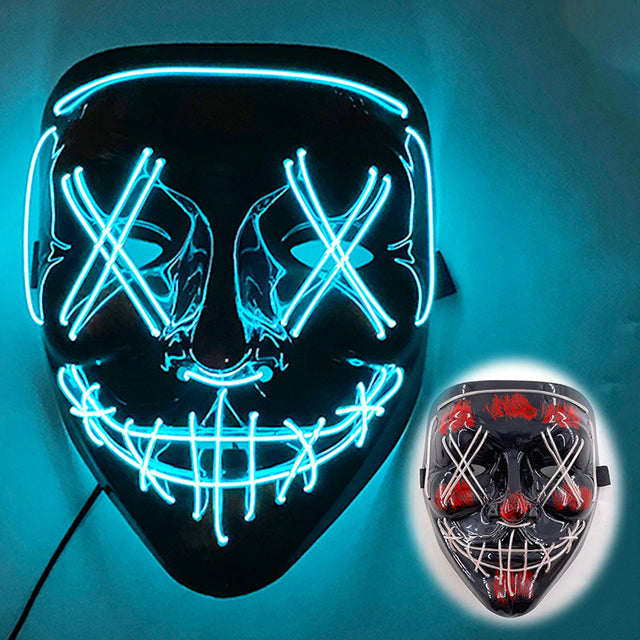 LED Neon Halloween Mask for Cosplay Costume - styled view