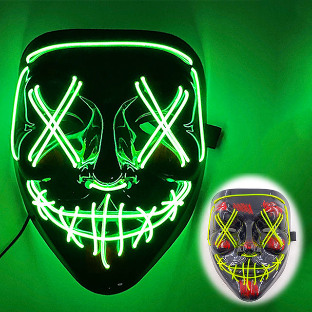 LED Neon Halloween Mask for Cosplay Costume - close-up