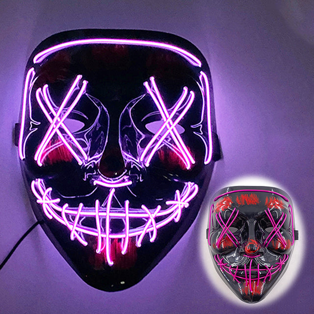 LED Neon Halloween Mask for Cosplay Costume - scale view