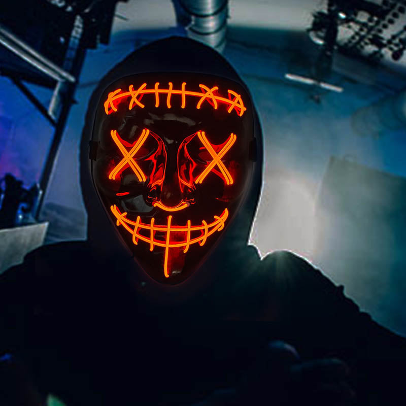 LED Neon Halloween Mask for Cosplay Costume - alternate angle