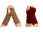 Leoparts Cable Knitted Arm Warmers Winter Long Fingerless Gloves - detail view