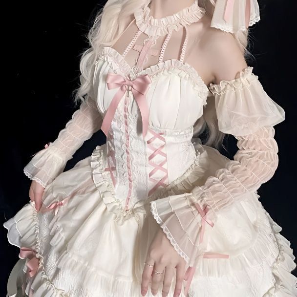 Lolita Gothic Doll Neck Tie Dress - in use