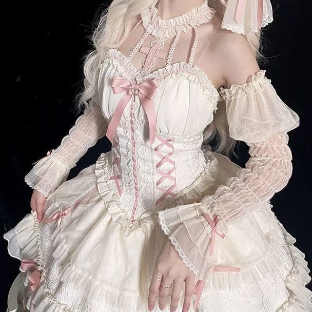 Lolita Gothic Doll Neck Tie Dress - alternate angle
