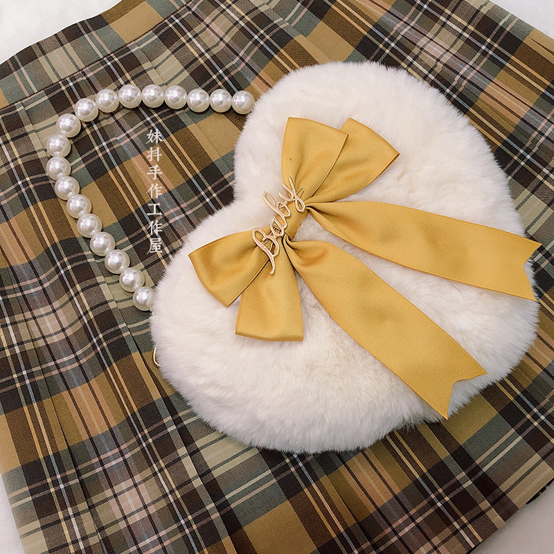 Lolita Heart Pearl Chain Plush Tote Bag - styled view