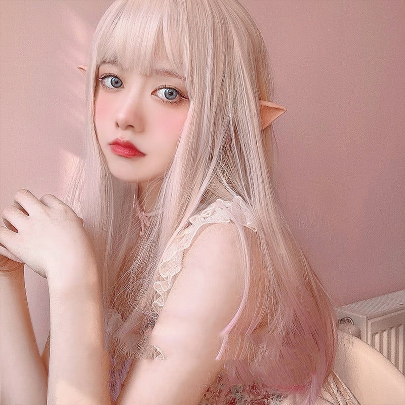 Lolita Long Straight Hair Wig with Color Gradient - front view