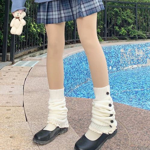 Lolita Sweet Hairy Ball Stockings and Kneepads - detail view