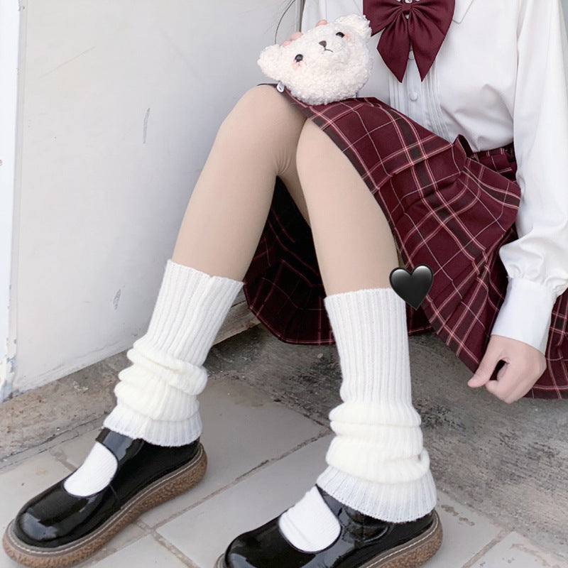 Lolita Sweet Hairy Ball Stockings and Kneepads - close-up