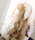 Lolita Wig, 65cm White Linen Large Curl Hairpiece - front view